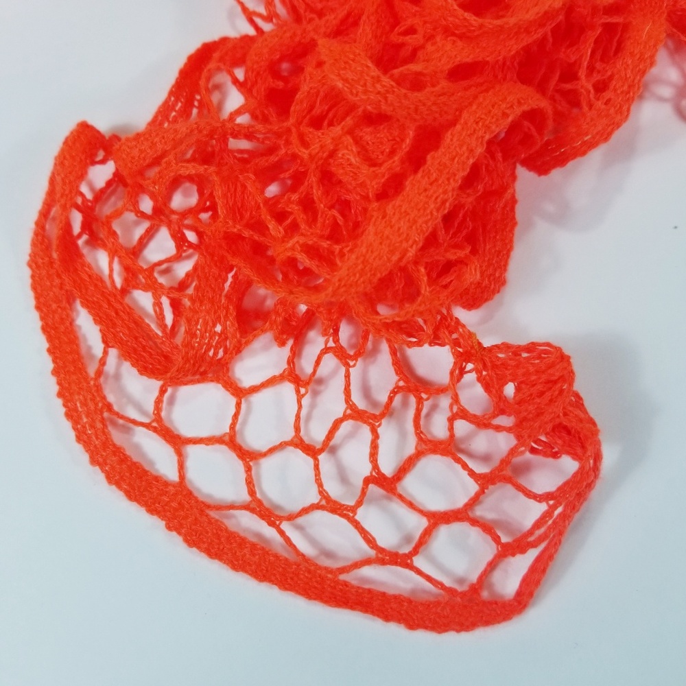 Handmade Ruffle Scarf Bright Orange NEW - Picture 4 of 4